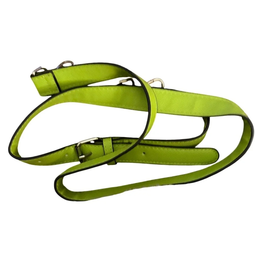 Steve Madden Lime Green Saffiano Satchel Crossbody Bag with Floral Scarf Chic
